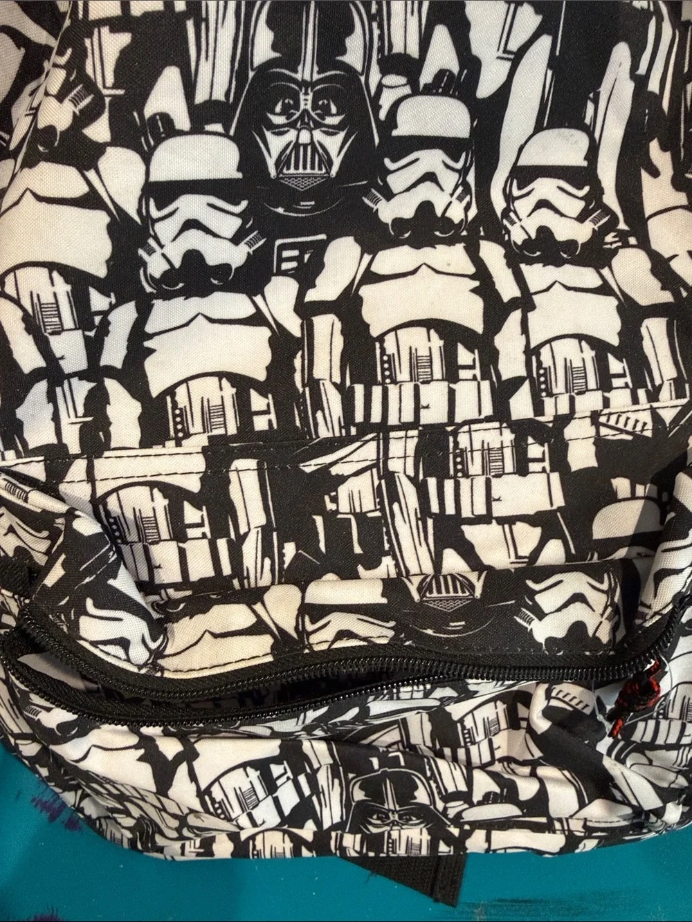 Black Backpack with White Graphic Side Panels
